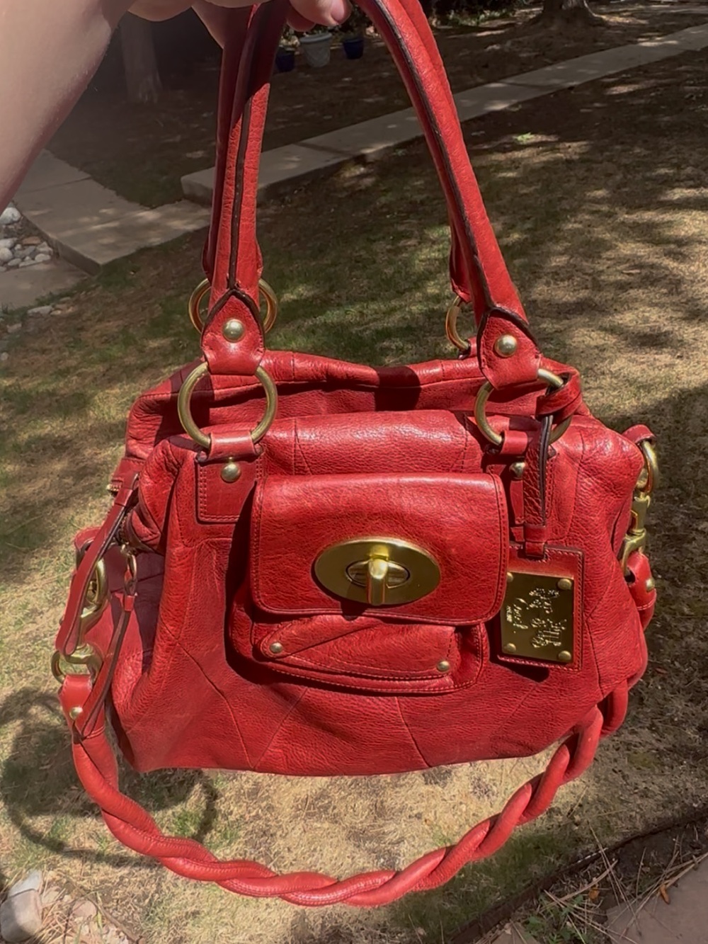 Coach Kira 13930 Red Leather Satchel Shoulder Bag w/ Detachable Braided Strap - Picture 5 of 16